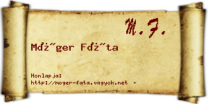 Móger Fáta névjegykártya